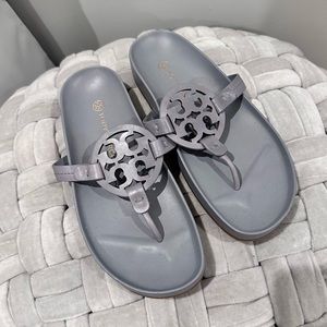 Powder blue tory burch cloud sandals